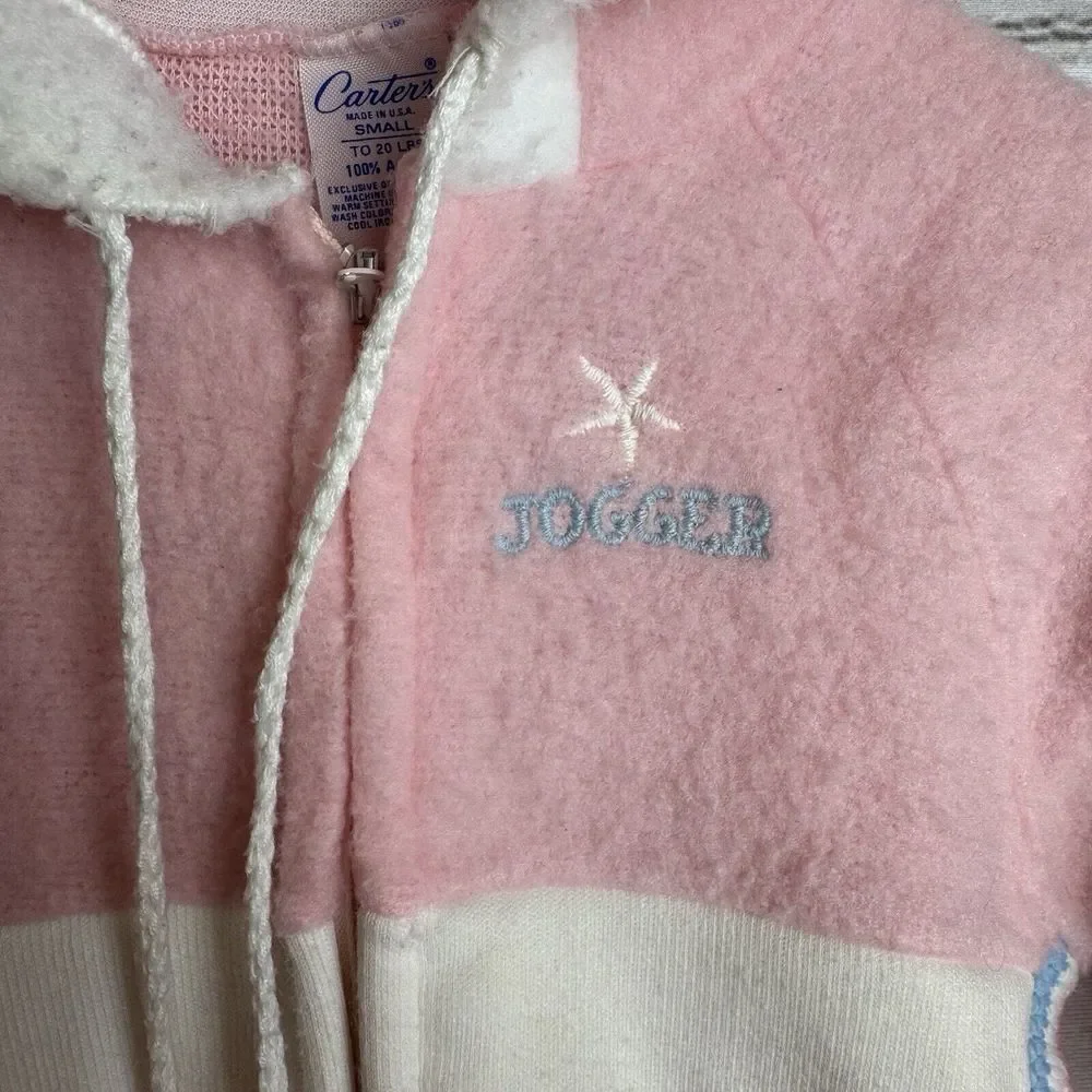 Vintage‎ Carter's Baby Girl Fleece Snowsuit Coverall Pink Small Up To 20 lb
